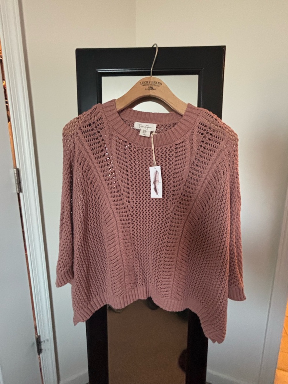 Jessica Simpson Open-Knit Sweater in Dusty Rose